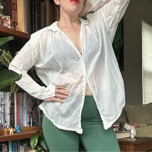 Dries van Noten White Cotton Button-Up Blouse
